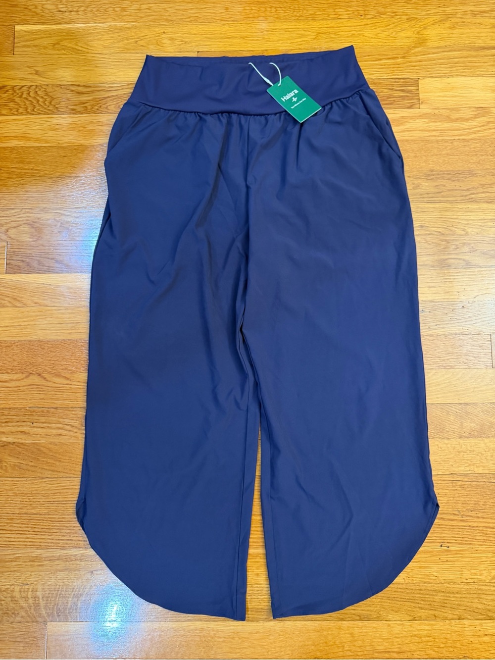 Halara Breezeful High Waisted Tummy Control Split Hem Pants Navy Blue Large NWT - Picture 7 of 7